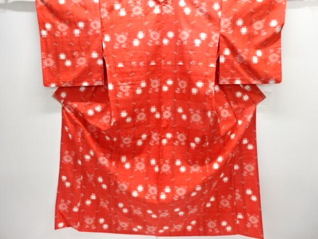 JAPANESE KIMONO / HITOE / TSUMUGI / WOVEN ABSTRACT FLOWER